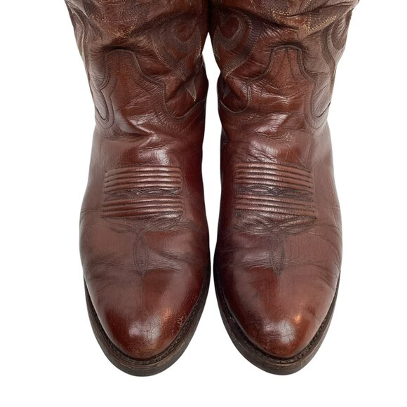 Dan Post Marlboro Western Style 2111 Mens 9D Leather Cowboy Boots Brown - Picture 5 of 12
